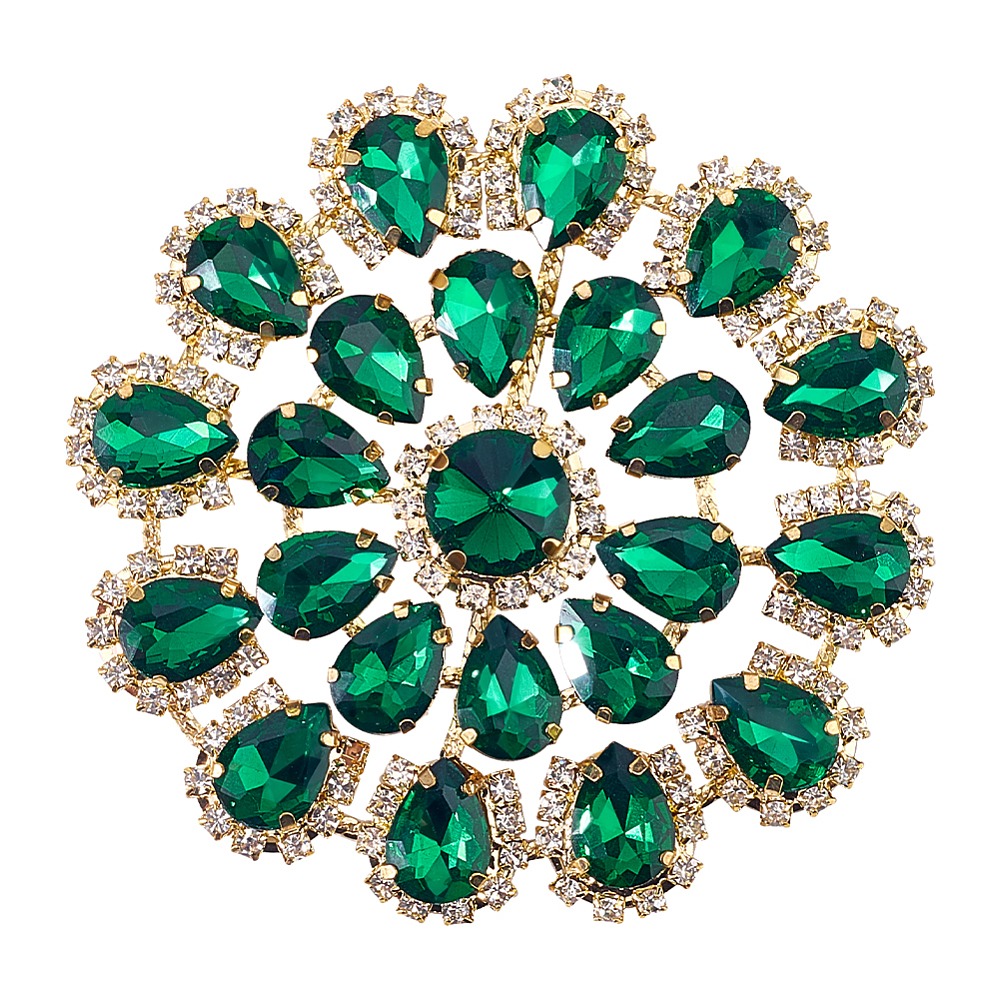 Sew On Rhinestone - Brass Rhinestone Applique Round Flower Sew
