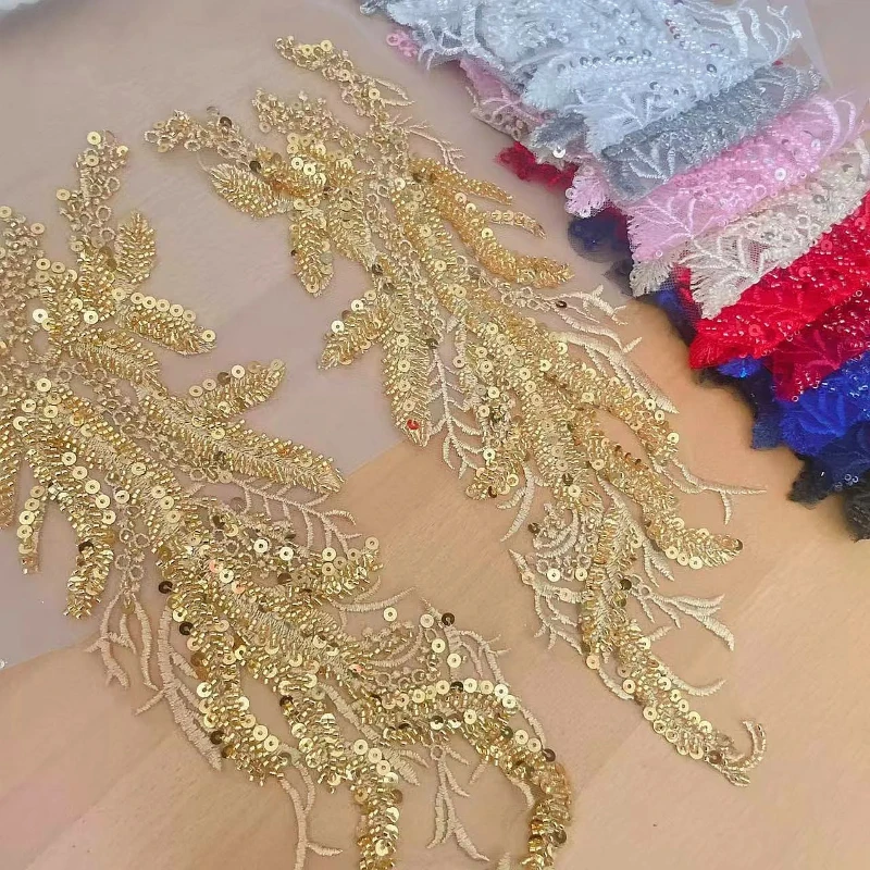 Beaded Sequins 3D Decals Mirro - Applique Patch Flower ulasan dan harga