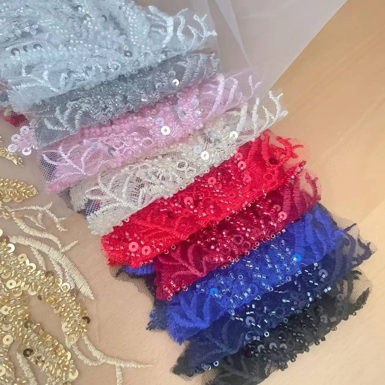 Beaded Sequins 3D Decals Mirro - Applique Patch Flower ulasan dan harga