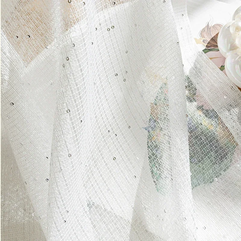 French Sheer Curtains for Livi - Sequin Fabric Panel ulasan dan harga