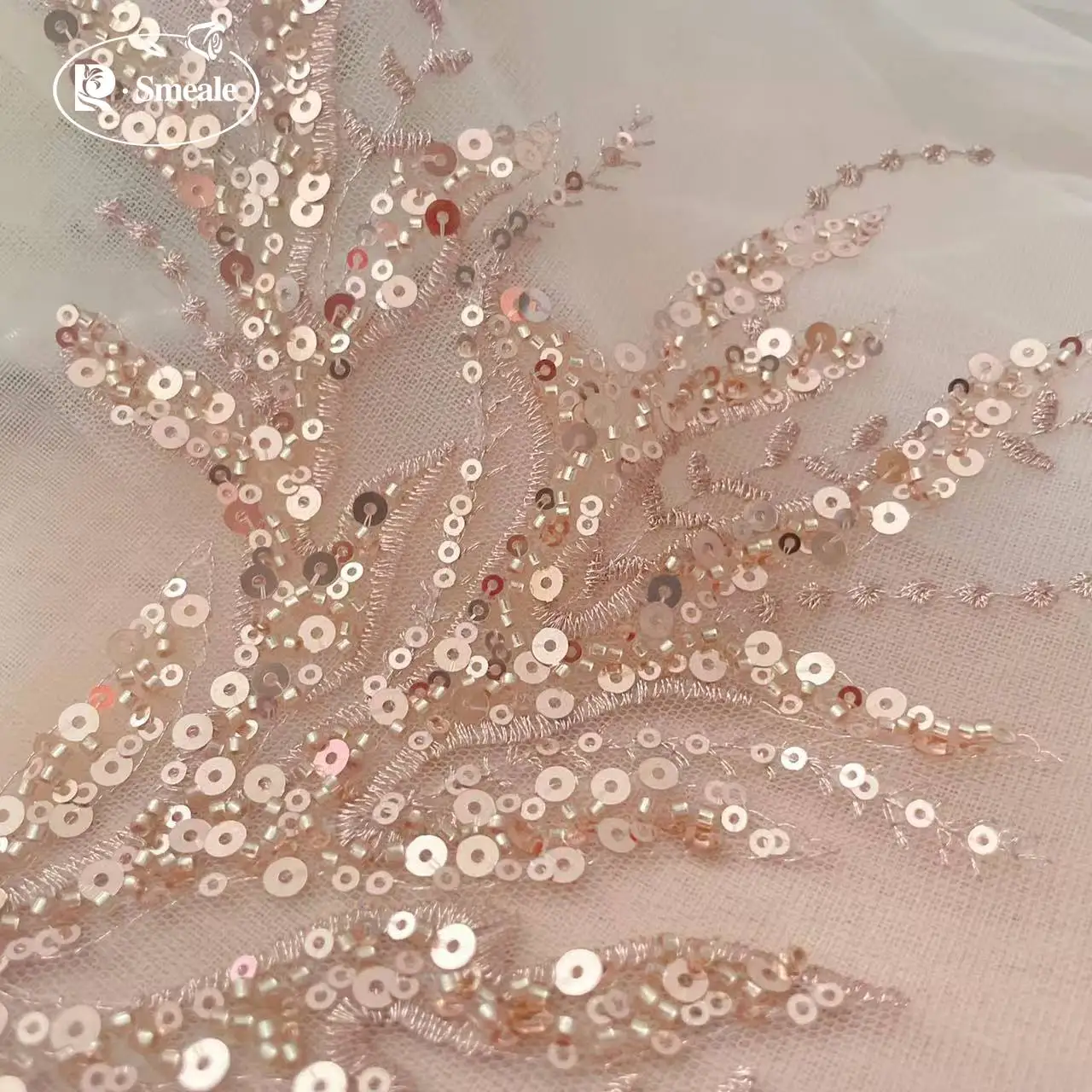 5Pair-2Pair.Rose Gold Sequin T - Applique Patch Flower ulasan dan harga
