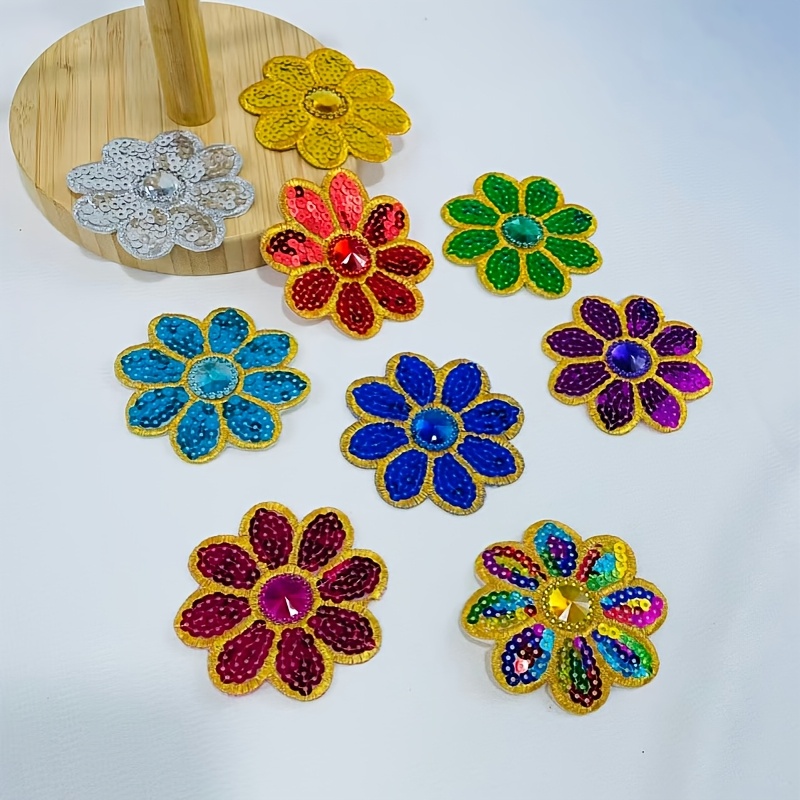 10Pcs Flower Sequined Applique - Applique Patch Flower ulasan dan harga