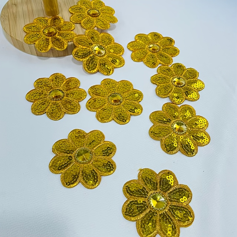 10Pcs Flower Sequined Applique - Applique Patch Flower ulasan dan harga