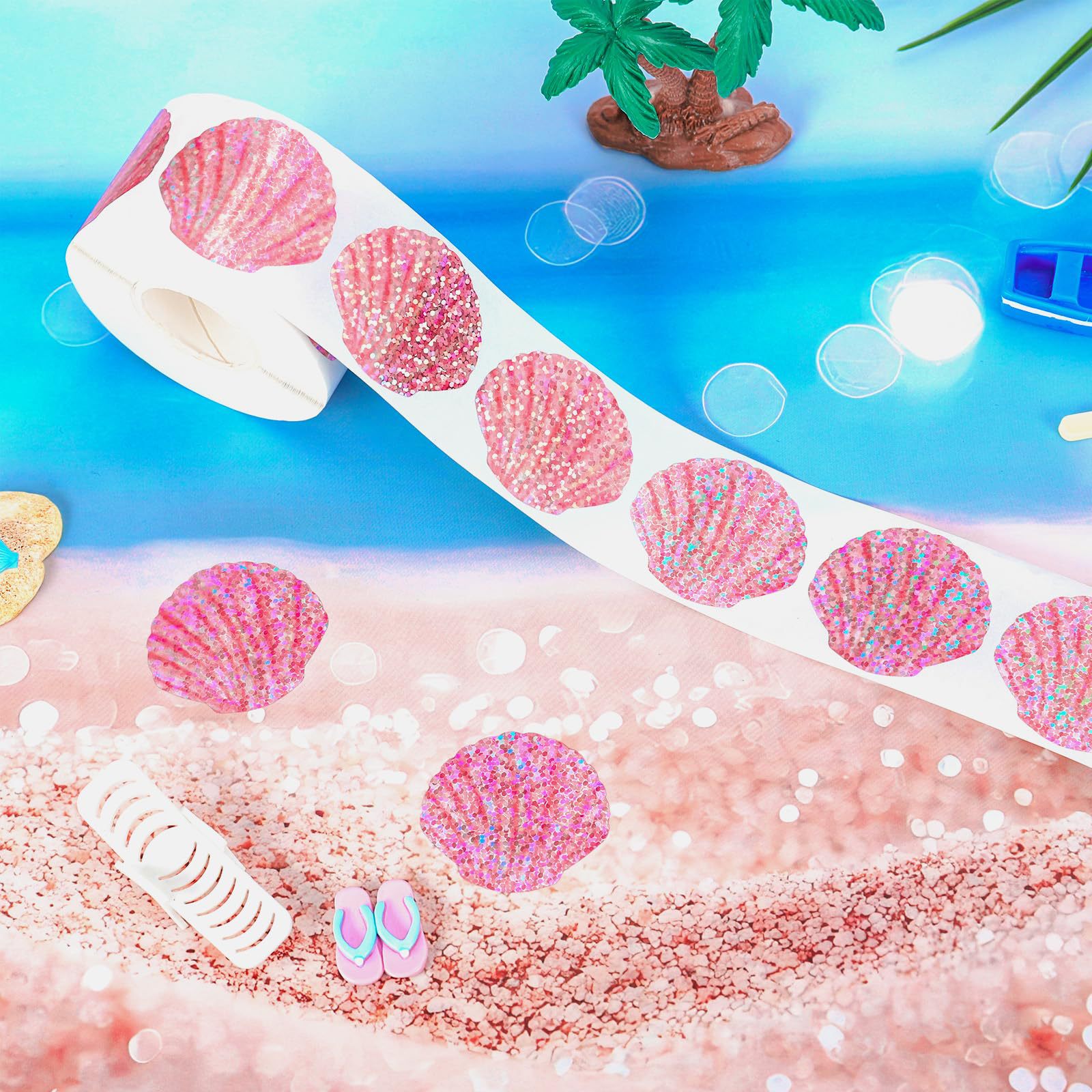 500 Pcs Summer Seashell Sticke - Glitter Vinyl Roll ulasan dan harga