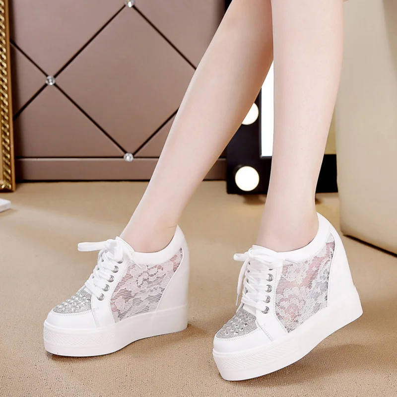 Fashion Sneakers Women Platfor - Crystal Mesh Fabric ulasan dan harga