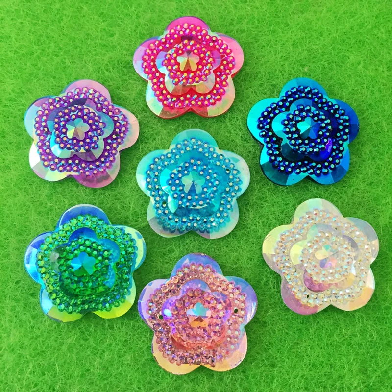 12pcs Glitter Crystal AB Flowe - Sew On Rhinestone ulasan dan harga