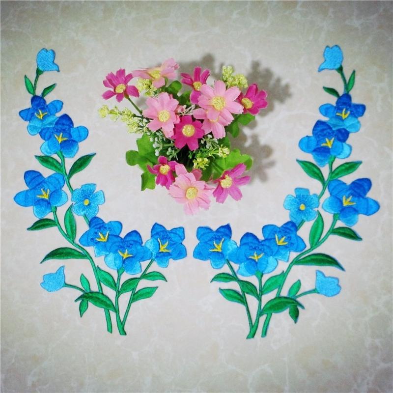 1/2pcs Nice Blue Flower Patch  - Applique Patch Flower ulasan dan harga