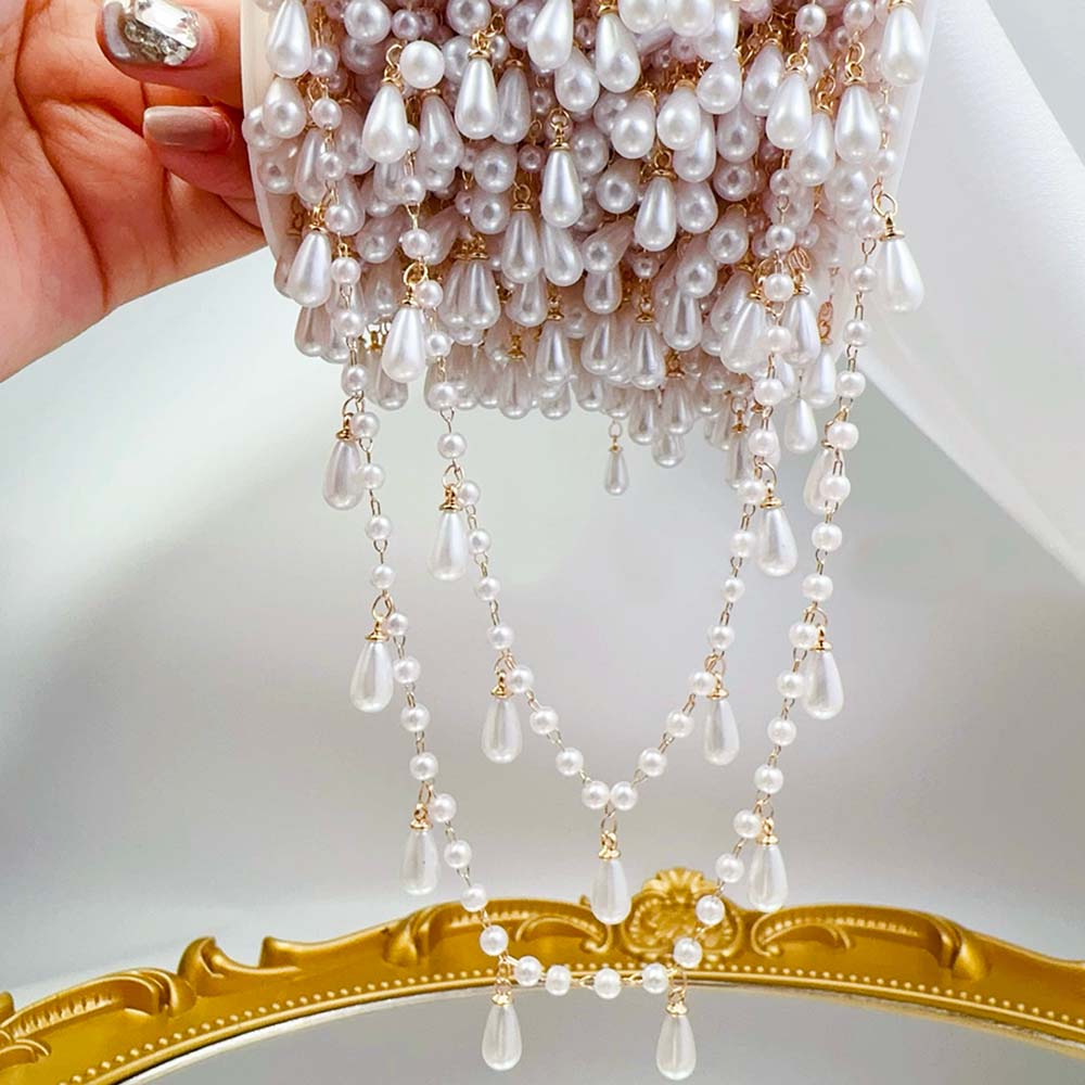 0.5M 1M Imitation Pearl Waterd - Pearl Trim Chain ulasan dan harga