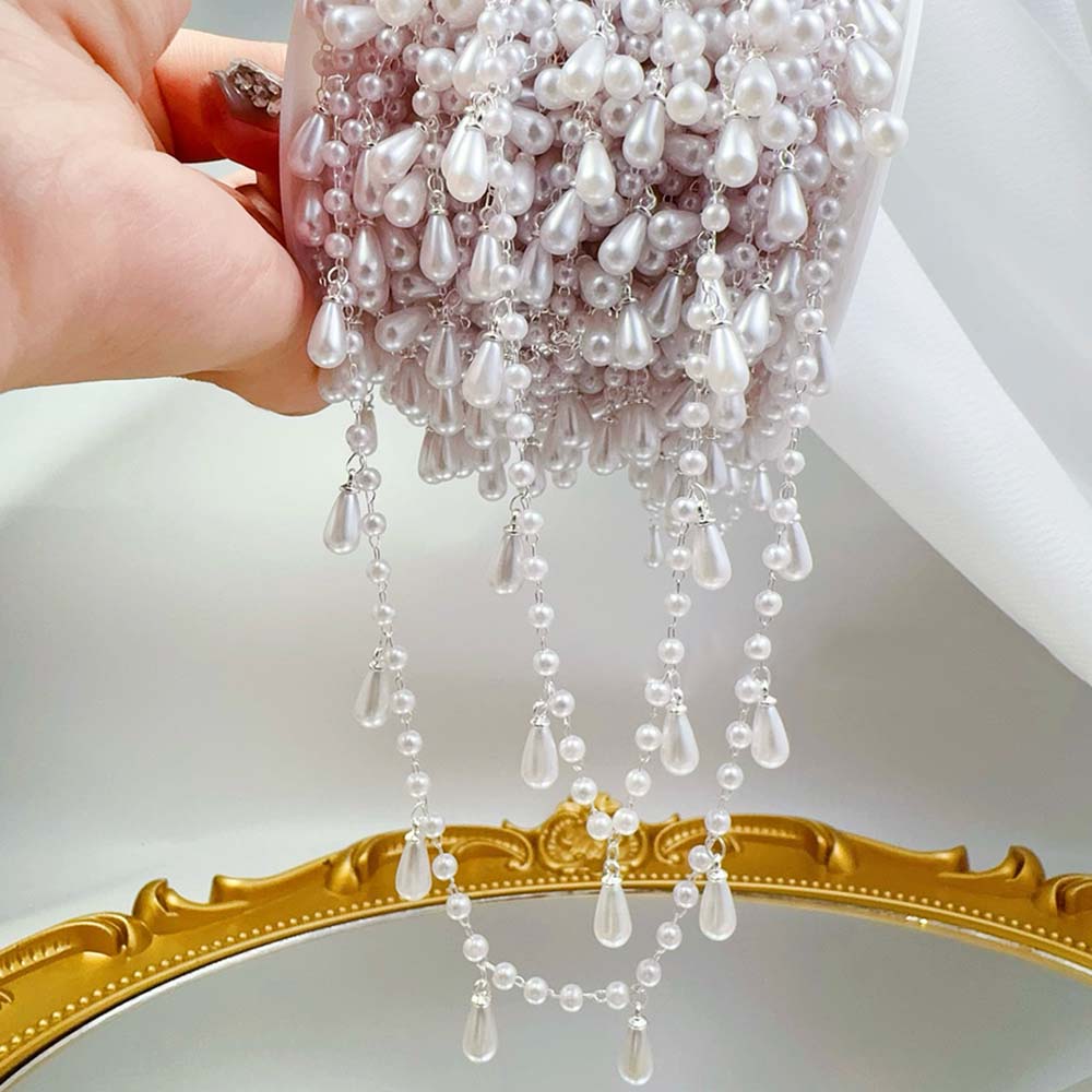 0.5M 1M Imitation Pearl Waterd - Pearl Trim Chain ulasan dan harga