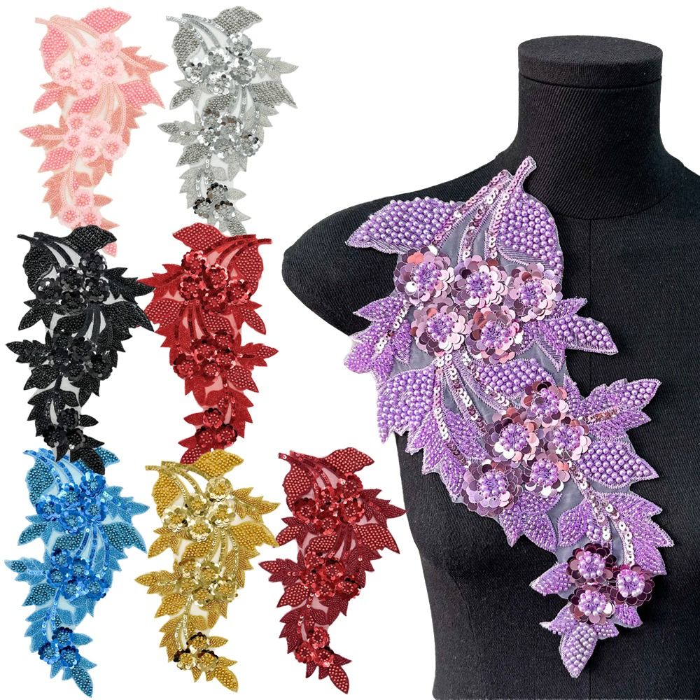 Fashion 3D Sequin Flower Patch - Applique Patch Flower ulasan dan harga