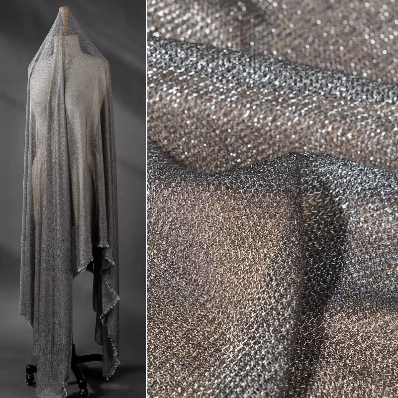 Light Gray Metallic Thread Fab - Crystal Mesh Fabric ulasan dan harga