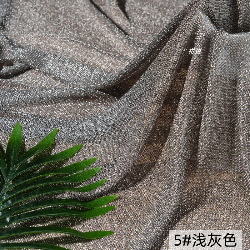 Light Gray Metallic Thread Fab - Crystal Mesh Fabric ulasan dan harga
