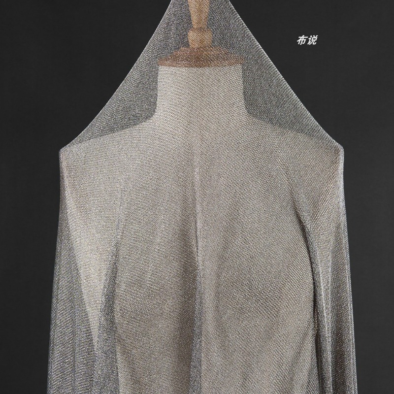 Light Gray Metallic Thread Fab - Crystal Mesh Fabric ulasan dan harga