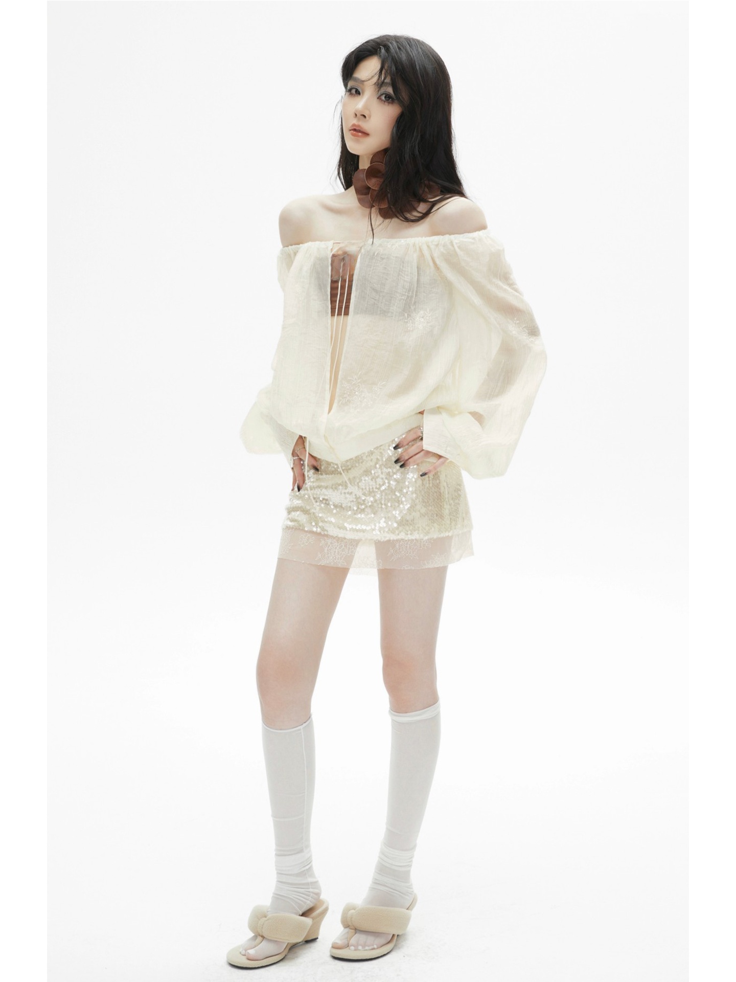 Low Waist Shiny Sequin Lace Pa - Sequin Fabric Panel ulasan dan harga