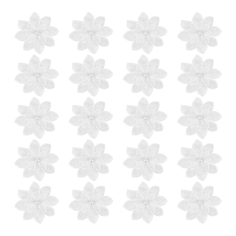 20Pack Decorative White Flower - Applique Patch Flower ulasan dan harga