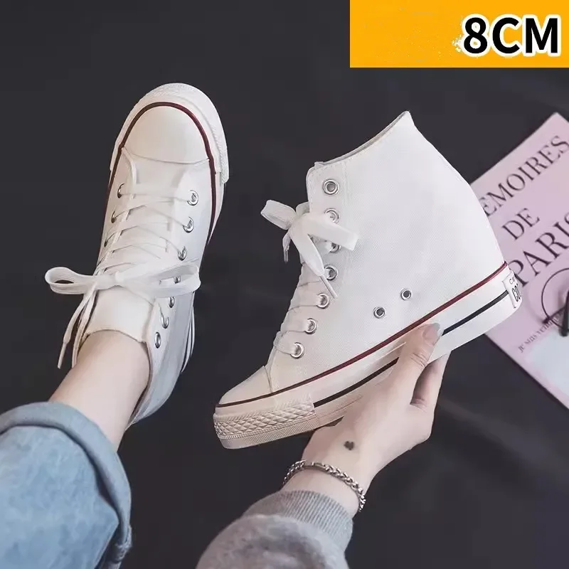 High 8cm Platform Canvas Shoes - Guipure Lace Panel ulasan dan harga