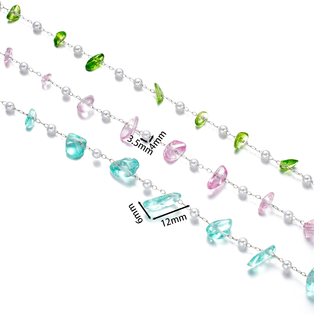 1Meter Crystal Glass Stone And - Pearl Trim Chain ulasan dan harga