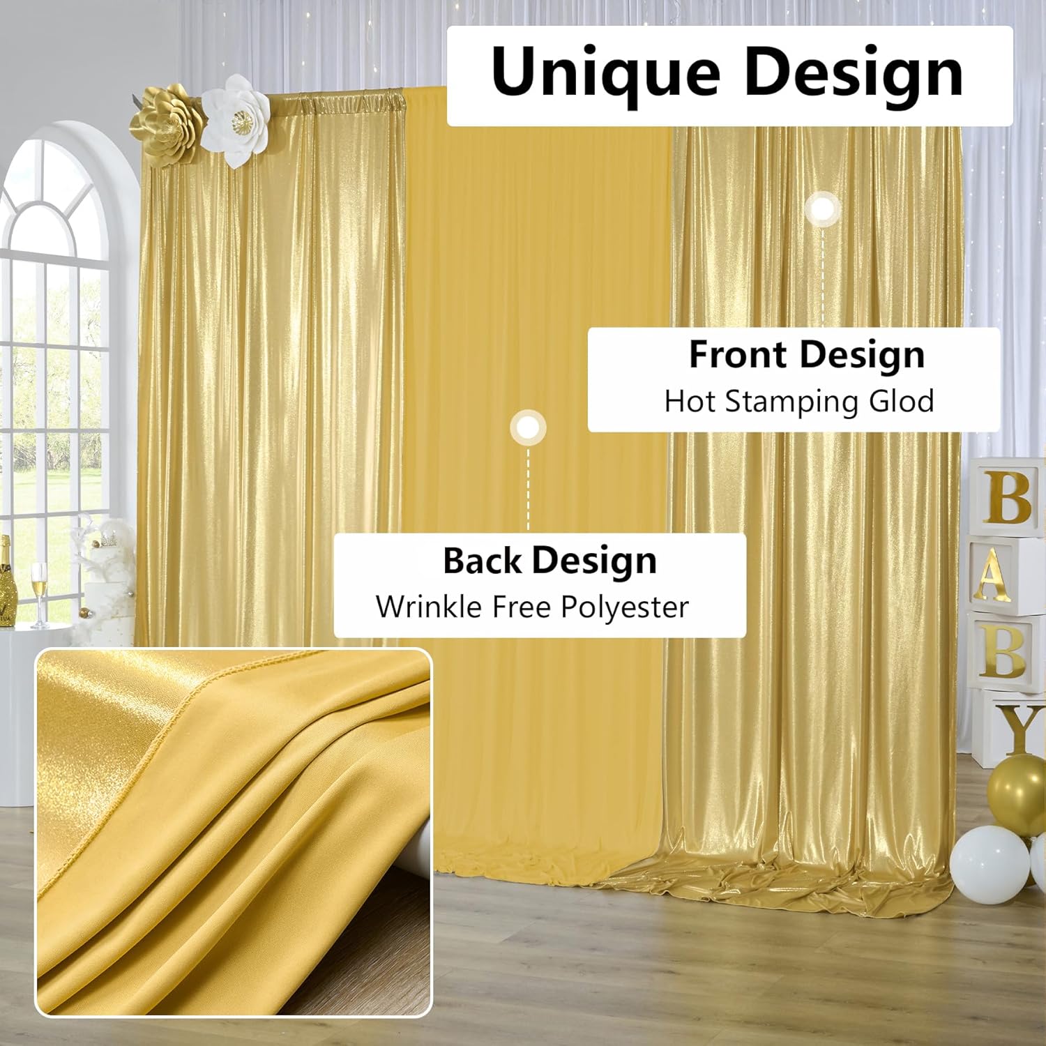 2.3x7FT Wrinkle Free Glitter 1 - Sequin Fabric Panel ulasan dan harga