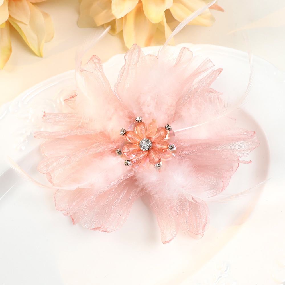 Handmade Mesh Feather Flower B - Crystal Mesh Fabric ulasan dan harga