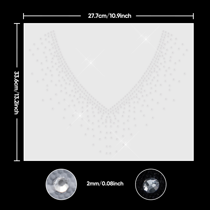 QIAO 1/2/4/6Pcs V-Neck Glitter - Hotfix Rhinestone Sheet ulasan dan harga