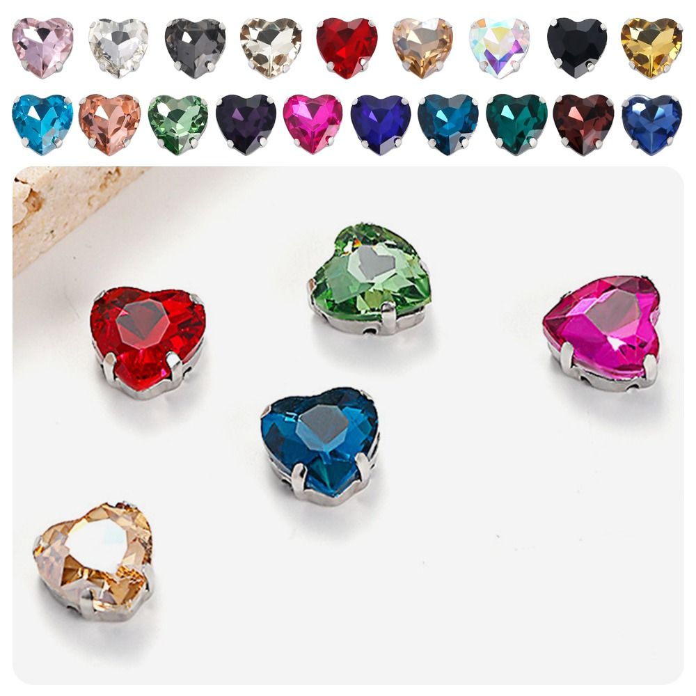50Pcs/Pack Heart Shape Glitter - Sew On Rhinestone ulasan dan harga