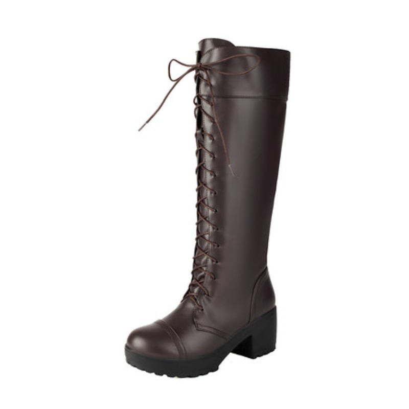 Womens Knee High Lace Up Comba - Guipure Lace Panel ulasan dan harga